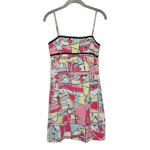 Becky & Max Size 6 Pink Geometric Spaghetti Strap Summer Knee Length Dress